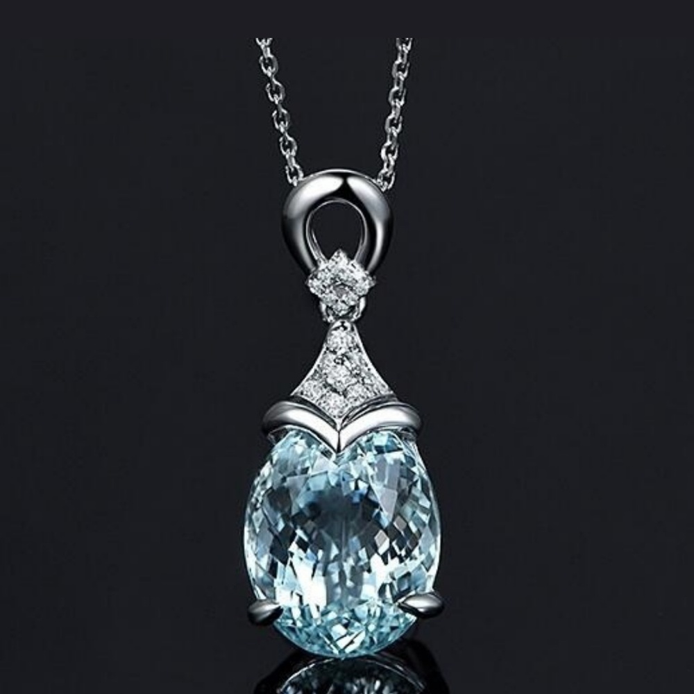 Sterling Silver Aquamarine Charm Necklace